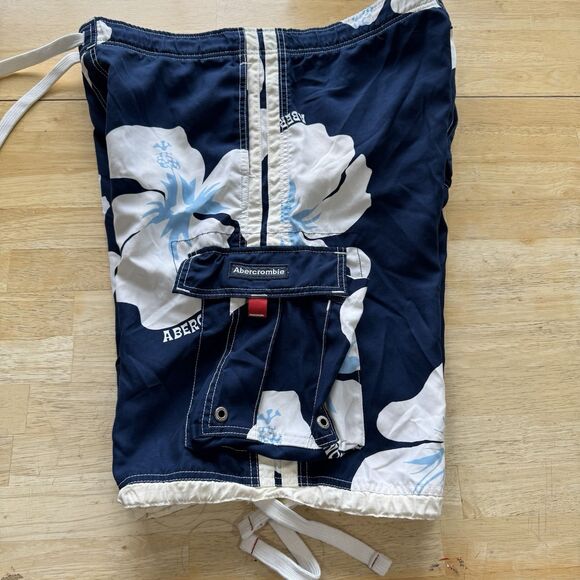 Abercrombie & Fitch Tugger Shorts Boardshorts Y2k 90s Baggy Trunks Drawstring L - Picture 5 of 12